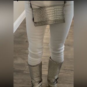 Freebird by Steven Metallic Croc-Embossed Crossbody Bag